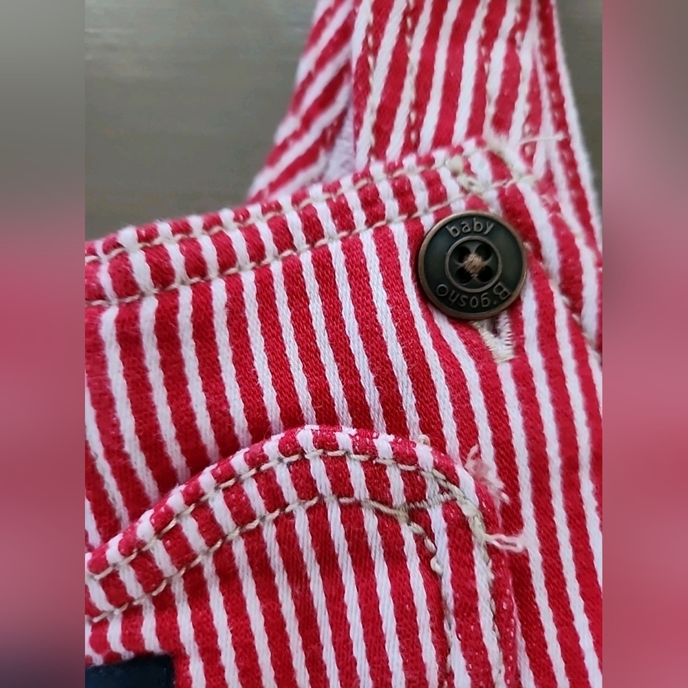 OshKosh B’gosh Baby Red & White Striped Overalls Dress Cotton 18 Month Vestbak - Picture 5 of 10